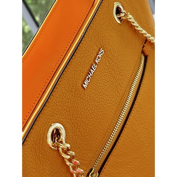 Authentic Michael Kors Jet Set Front Pocket Zip Chain Tote Handbag in Honeycomb - Picture 12 of 14